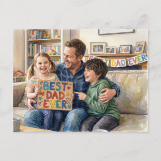 Best Dad Ever Holiday Postcard Feestdagenkaart