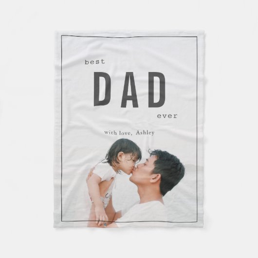 Best Dad Ever minimalist Photo Vaderdag Fleece Deken (Voorkant)