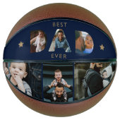 Best DAD Ever Multiple Photo Collage Navy Keepslag Basketbal (Voorkant)