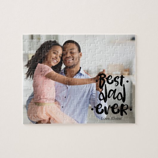 Best Dad Ever Photo Black Script Overlay Daughter Legpuzzel (Horizontaal)