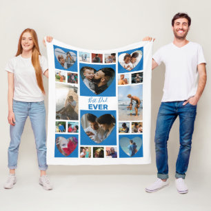 Best Dad Ever Photo Collage Vaderdag Fleece Deken