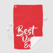 'Best Dad Ever' Red White Typography Heartfelt Golfhanddoek (Insitu)