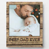 BEST DAD EVER Rustic Wood Foto gepersonaliseerd Fotoplaat (Voorkant)