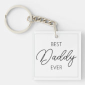 Best Dad Ever Script Photo White Sleutelhanger (Voorkant)