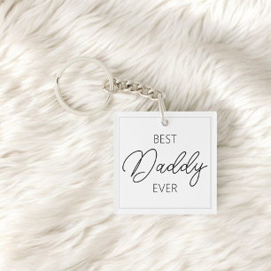 Best Dad Ever Script Photo White Sleutelhanger