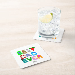 Best Dad Ever Square Scalloped Paper Coaster Kartonnen Onderzetters