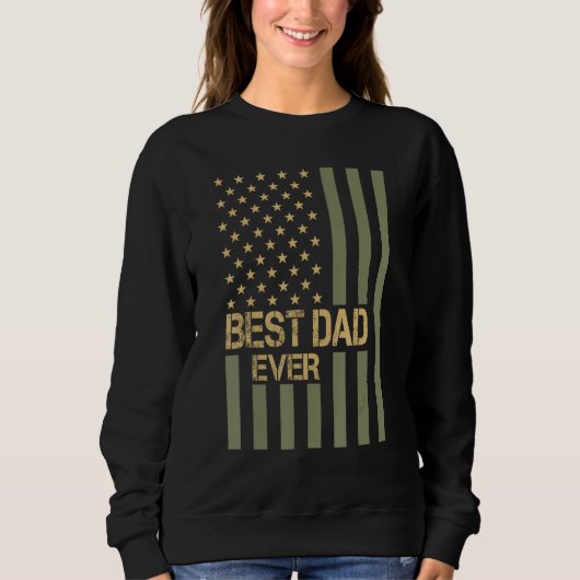 Best Dad Ever US American Flag Fathers Day Husband Trui (Voorkant)