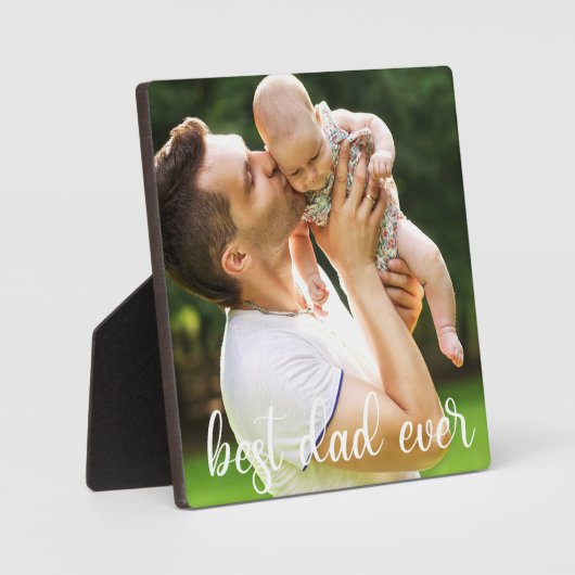 Best Dad Ever White Script Vaderdag Cadeau Fotoplaat (Voorkant)
