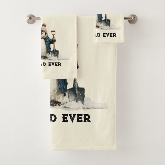 Best Dad Ever Winter Penguin Design Bad Handdoek (Insitu)