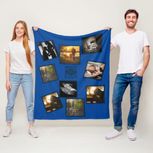 Best DAD Photo Collage Funny Fatherhood Quote Flee Fleece Deken