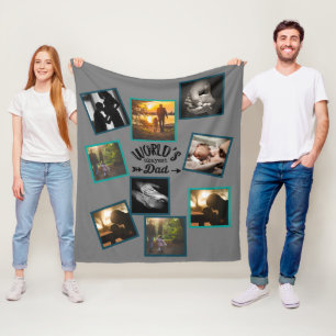 Best DAD Photo Collage Funny Fatherhood Quote Fleece Deken