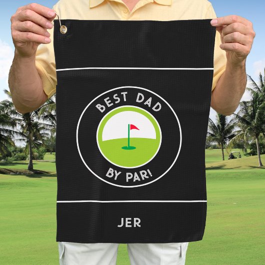 Best Dad van Par Ever Fun Modern Golfer Black Whit Golfhanddoek