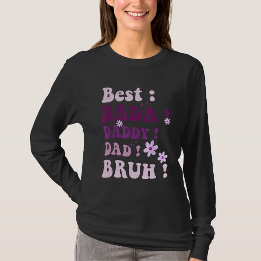 Best Dada Daddy Dad Bruh Fathers Day Purple Groovy T-shirt (Voorkant)