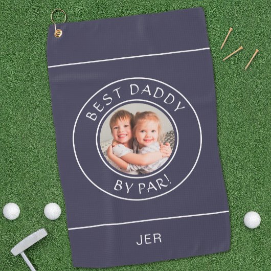 Best Daddy By Par Golfer Moderne foto Navy Blue Golfhanddoek