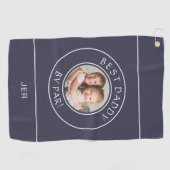 Best Daddy By Par Golfer Moderne foto Navy Blue Golfhanddoek (Horizontaal)