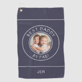Best Daddy By Par Golfer Moderne foto Navy Blue Golfhanddoek (Voorkant)