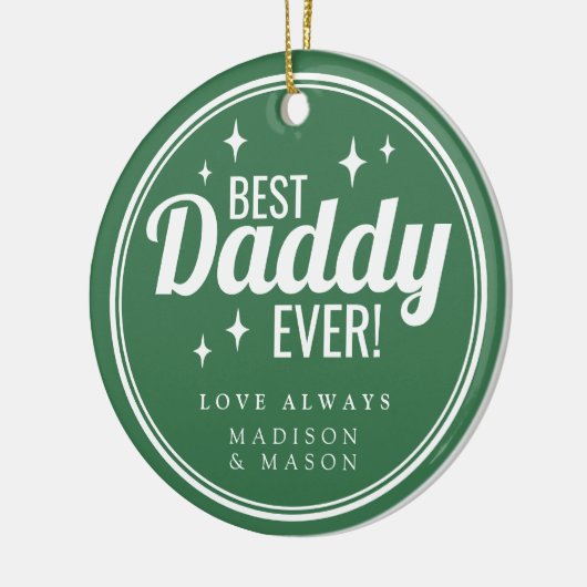 Best Daddy Ever Green Retro Sparkle Christmas Keramisch Ornament (Links)