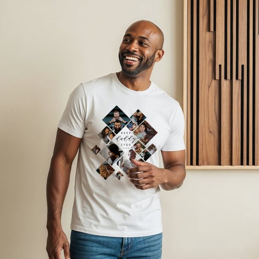 Best Daddy Ever Modern Photo Collage Personalized Tri-Blend Shirt