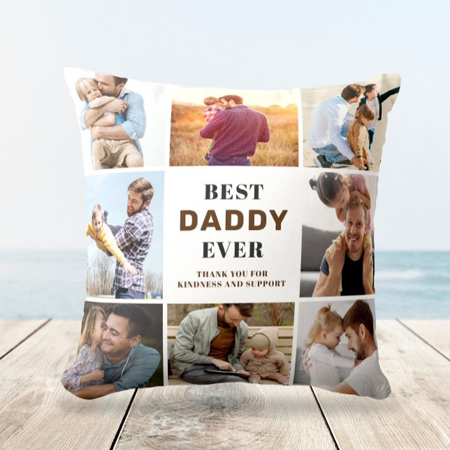 BEST DADDY Photo Collage Cadeau Jeu Oreiller (Créateur téléchargé)