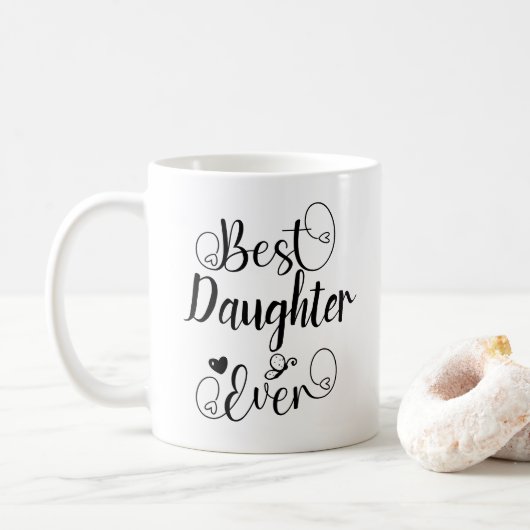 Best Daughter Ever Typography Script Koffiemok (Met donut)