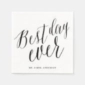 Best Day Ever Classic Script Calligraphy Weddensch Servet (Voorkant)