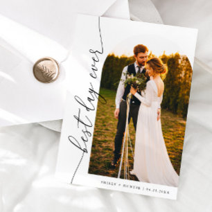 Best Day Ever Elegant Script Weduwfoto Bedankkaart