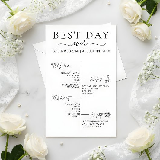 Best Day Ever | Minimalist Wedding Itinerary  Flyer