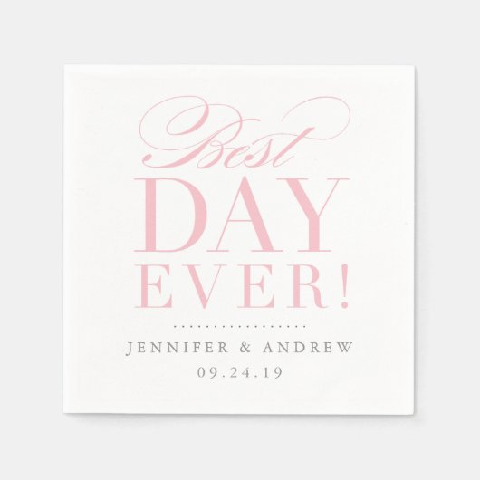 Best Day Ever Wedding Napkin Pink Servetten (Voorkant)
