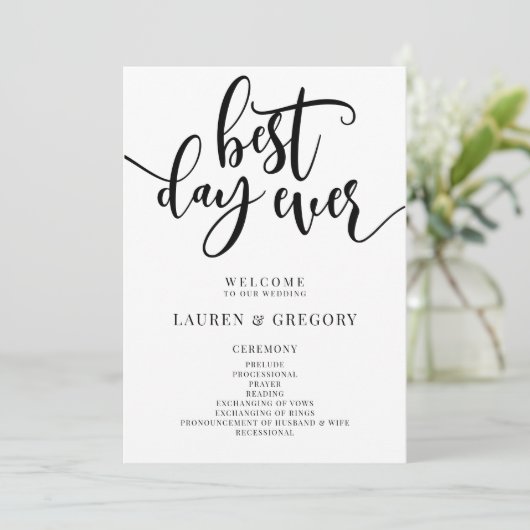 Best Day Ever Wedding Order of Ceremony Programma (Staand voorkant)