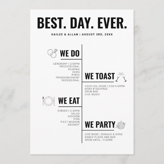Best Day Ever Wedding Timeline Program Programma (Voorkant)