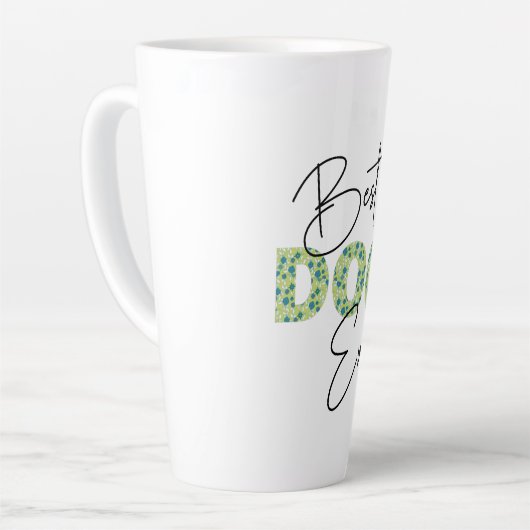 Best Doc Ever Script & Floral Block Lettering Latte Mok (Linkerhoek)