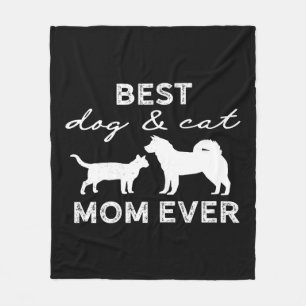 Best Dog and Cat Mam Gift Cute Crazy Cat Lady Dog Fleece Deken