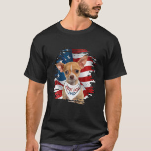 Best Dog Chihuahua Dad Cute USA Flag Happy Vader" T-shirt