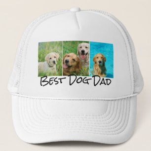 Best Dog Dad 3 Photo Collage Trucker Hat Trucker Pet