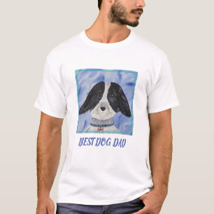 Best Dog Dad Black and White Loose Furry op Blue T-shirt