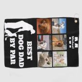 Best Dog Dad By Par Golf met aangepaste 6 foto's Golfhanddoek (Horizontaal)