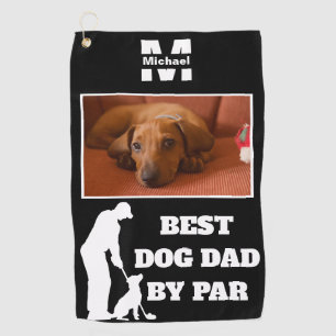 Best Dog Dad By Par Golf met aangepaste foto Golfhanddoek