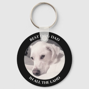 Best Dog Dad Cute Noble White Puppy Dog Black Sleutelhanger