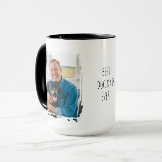 Best Dog Dad Ever 2 Custom Photo Modern Mok (Voorkant links)