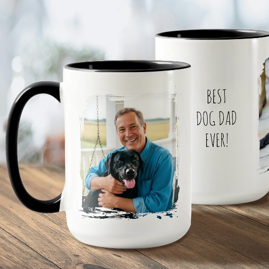 Best Dog Dad Ever 2 Custom Photo Modern Mok
