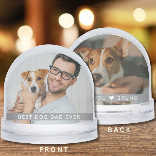 Best Dog Dad Ever 2 Photo Personalized  Gift Sneeuwbol