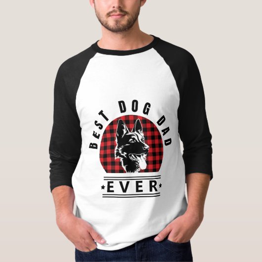 Best Dog Dad Ever Buffalo Check Design T-Shirt (Devant)