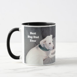 Best Dog Dad ever Cute White Puppy Dog Black Mok