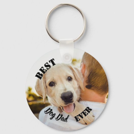 Best Dog Dad Ever Funny Pet Photo Sleutelhanger (Voorkant)