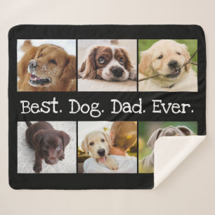 Best Dog Dad ever Photo Collage Unique Black Sherpa Deken
