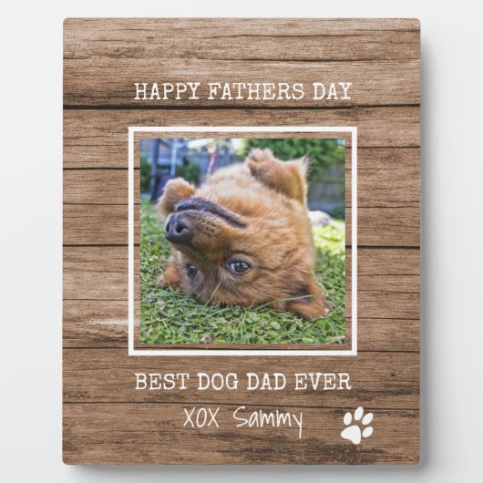 Best Dog Dad Ever Rustic Photo Vaderdag Fotoplaat (Voorkant)