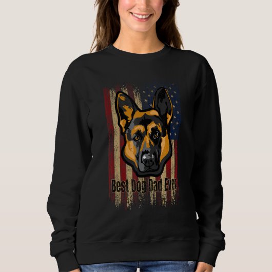 Best Dog Dad Ever US Flag, German shepherd America Trui (Voorkant)