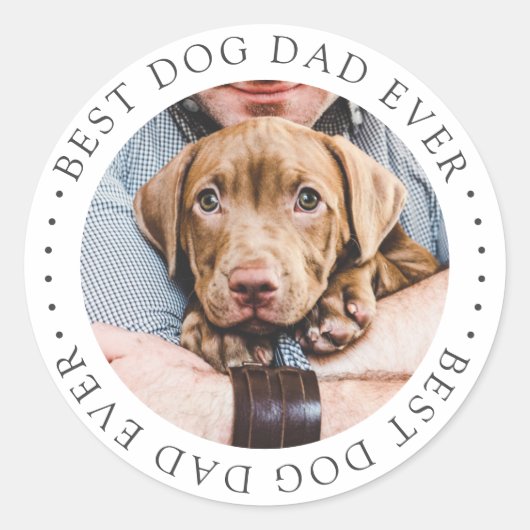 Best Dog Dad Oog Elegant Simple Custom Photo Ronde Sticker (Voorkant)