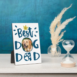 Best Dog Dad Pet Photo Paw Print Custom Color Text Fotoplaat