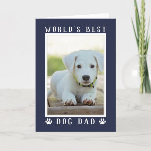 Best Dog Dad Photo Navy Blue Vaderdag Kaart